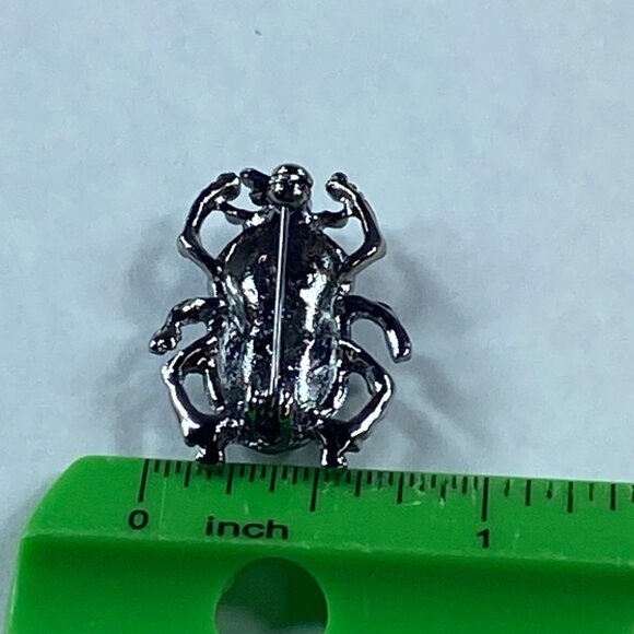 Beetle Bug Jewelry Pin Brooch Silver and Blue Color Metal Accessory Womens - Picture 4 of 16